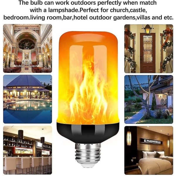 Liekkilamppu, E27 5w Led Flame Effect -lamppu, 4 valotilaa, koristeellinen sisäkäyttöön