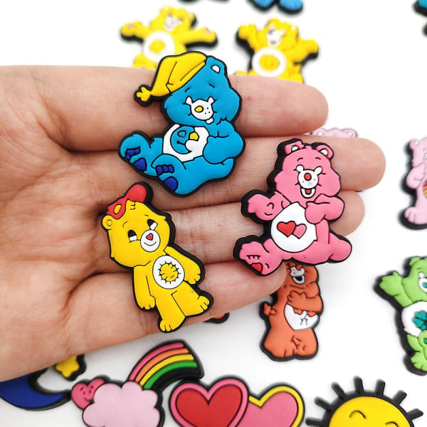 31 stk/sæt Rainbow Bears Sko Dekoration Tegneserie Sko Charms Til DIY Croc Træsko Sandaler Armbånd Tilbehør Fest Favør