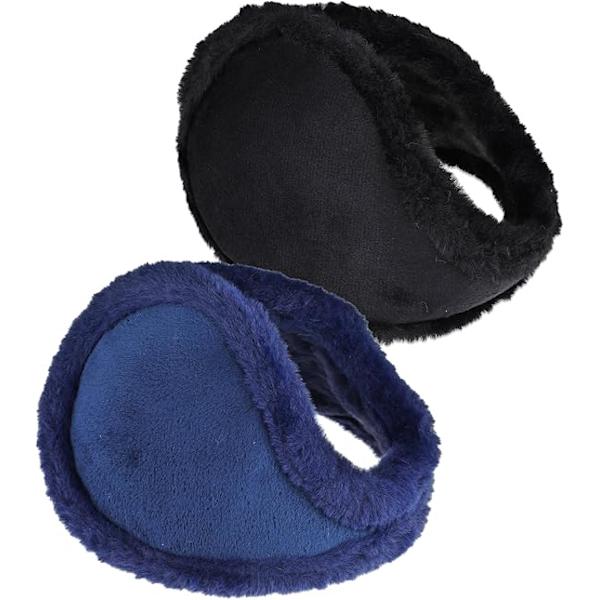 2-pack fleece-öronmuffar vinteröronvärmare för kvinnor män vindtäta plyschöronmuffar för kallt väder löpning utomhussporter snowboard (tjock)