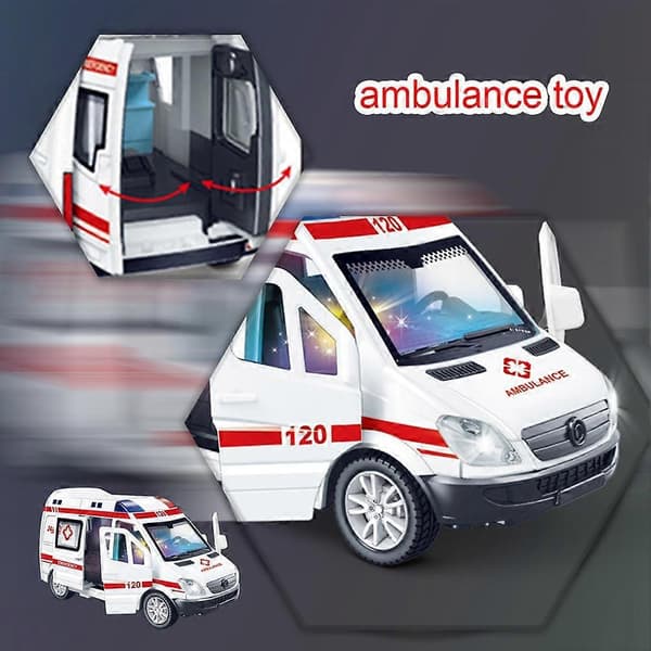 Ambulansebiler Bilmodell Bil leketøy for barn, simulering lyd og lys
