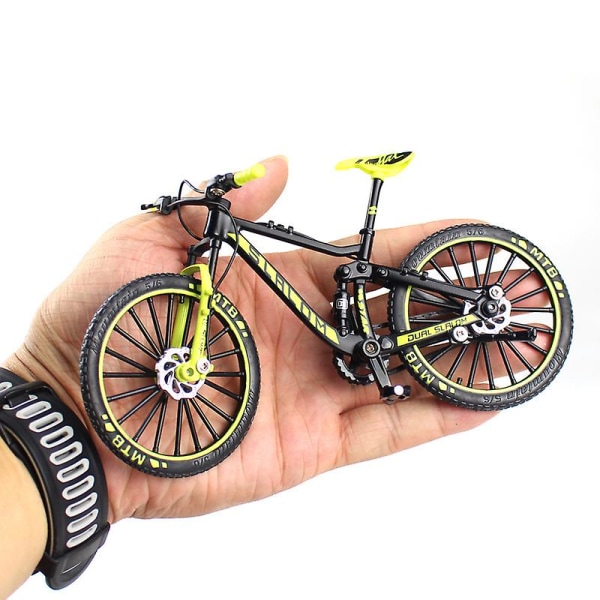 Mini 1:10 Legeret cykel Skalamodel Desktop Simulering Ornament Finger Mountain Bikes Legetøj Green