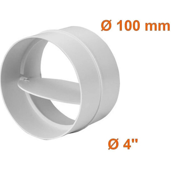 100 mm:n liitäntä takaiskuventtiilillä pyöreä tuuletusputki 100 mm