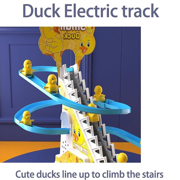Elektrisk anka Ankung klättring i trappor Leksaksrutschbana Blå med musikeffekter för barn Barnleksaker