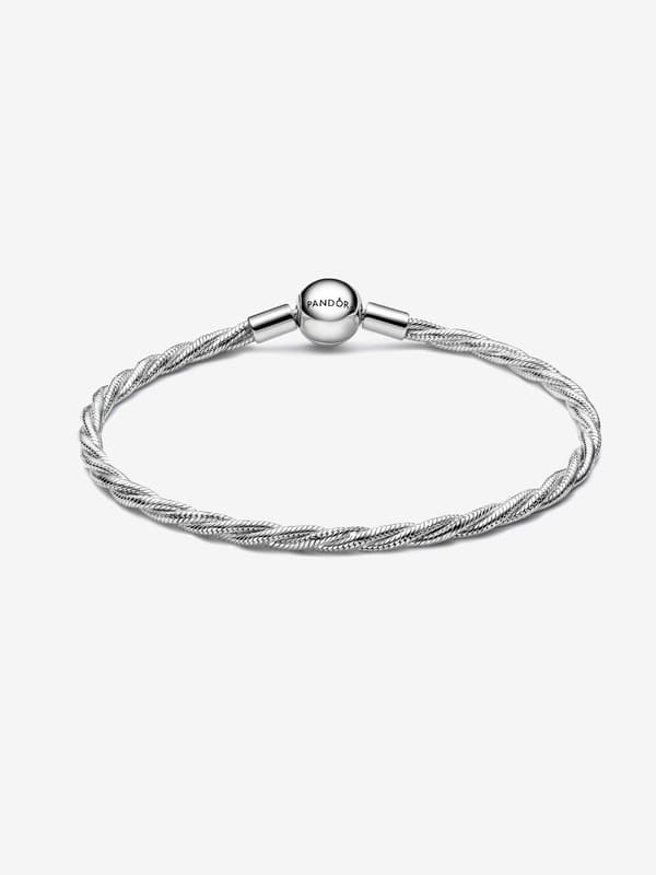 Pandora - Rund P-lås Tvinnad Ormkedja - Sterlingsilver 7.9in/20cm