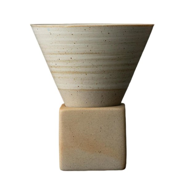 ZHOUBA 150ML Keramisk Trakt Kaffe Kopp med Base Håndlaget Latte Cappuccino Te Espresso Konisk Krus 150ML Yellow