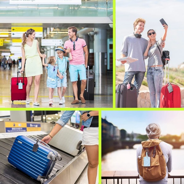 Matkatavaralaput 2 kpl, Travel Secure -matkatavaratarrat, PU-marmoriset matkatavaratarrat, matkalaukun set, henkilökohtainen käyntikortti (vaaleanpunainen+sininen)