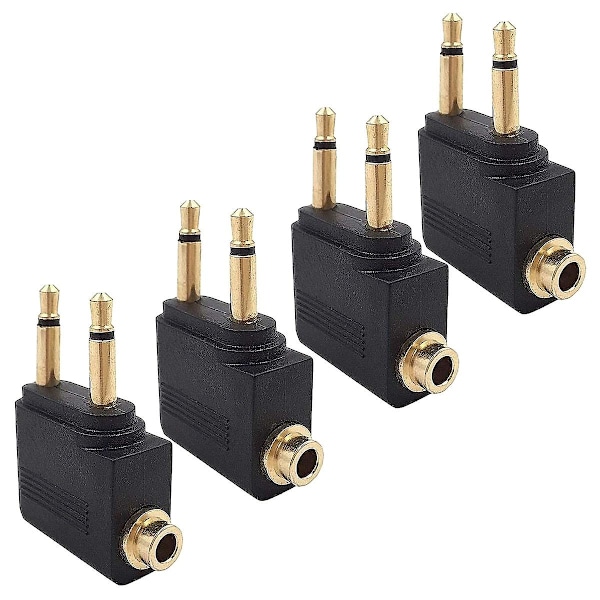 4-pak flyadapter for hodetelefoner, flyadaptere for flyreiser for hodetelefoner, 3,5 mm