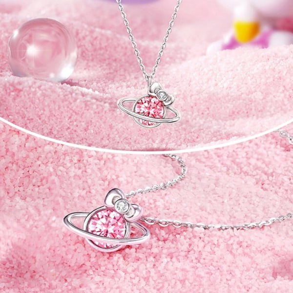 Sanrio Hello Kitty Halskæde Kawaii Pink Planet Koreansk Version af - Perfekt