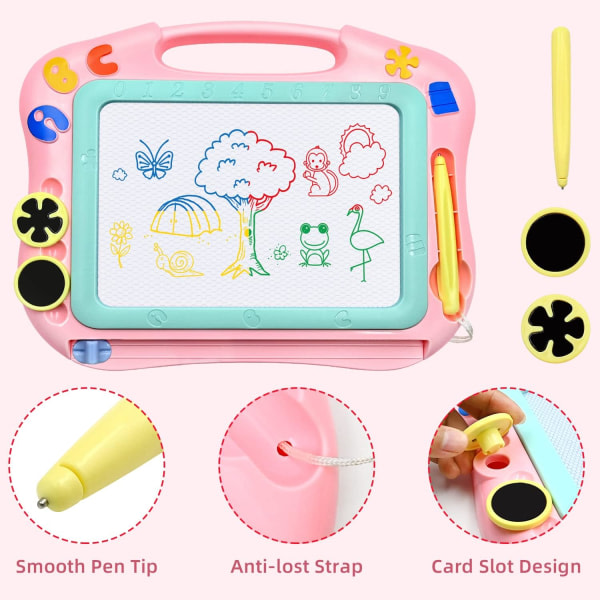 Ritbräda Magic brädor för barn, färgglad raderbar ritbräda pedagogisk leksak (rosa)