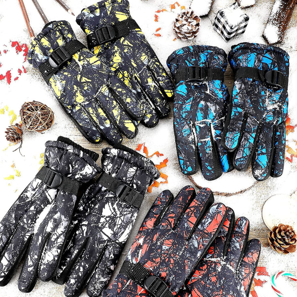 Vinter skidhandskar Vattentäta Vindtäta Snöhandskar Unisex Foder Varma handskar White