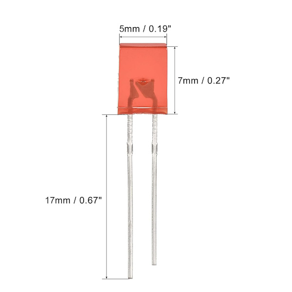 2x5x7mm x LED-lampa, 150 st rektangulär ljusstark lysdiod för elektronisk komponentindikator, röd