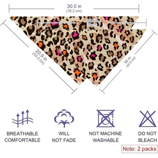 Sæt med 2 hunde-bandanaer - Leopardprint - Tilbehør til små, mellemstore og store hunde