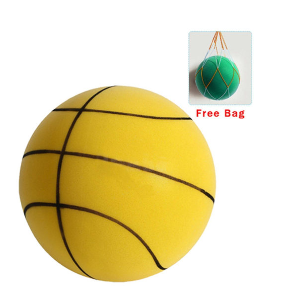 Handleshh Silent Basketball - Pu skum elastisk boldlegetøj til børn, ingen lyd, trænings- og legehjælper 24cm Yellow