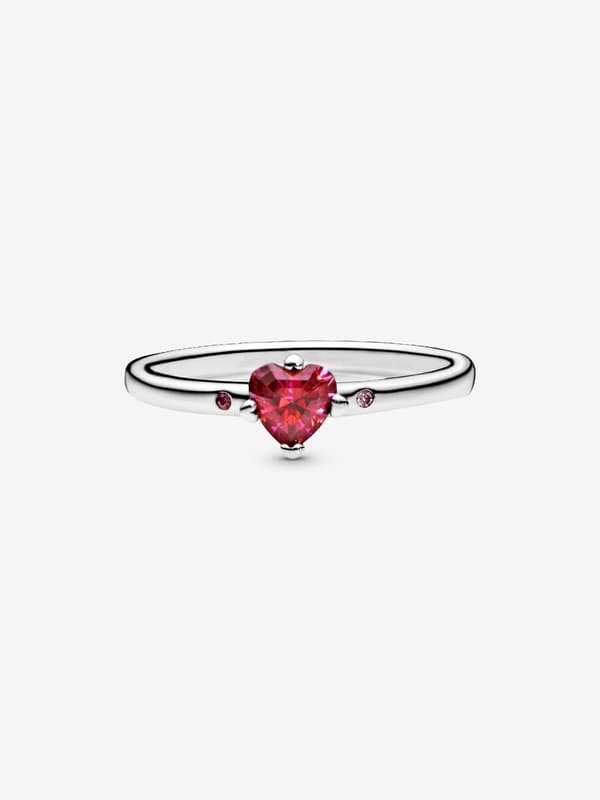 Pandora - Glittrande Rött Hjärta Ring - Sterlingsilver Circumference: 58mm