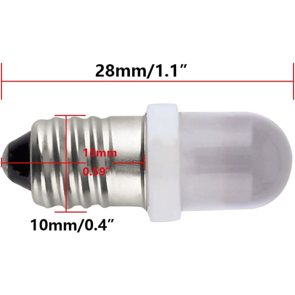 10 stk. E10 12V Spot LED-pære Lamper Varm hvid