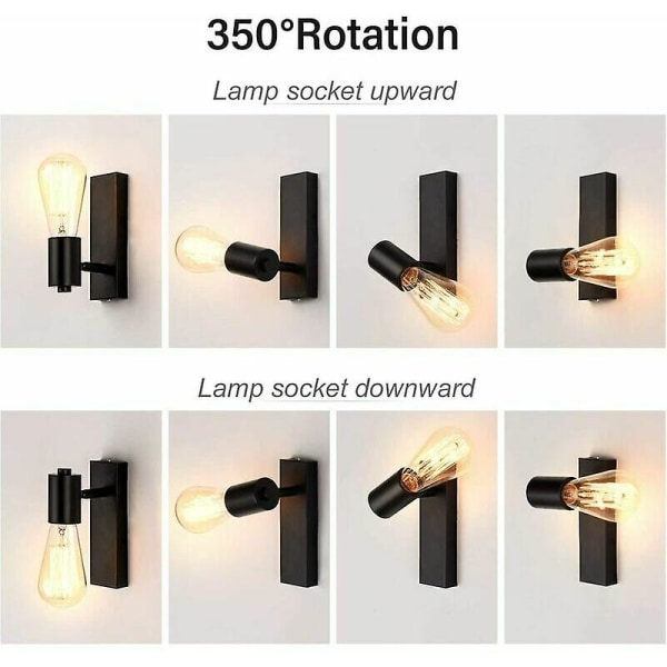 Industriell inomhusvägglampa Retro Design Vägglampa Justerbar Metallvägg