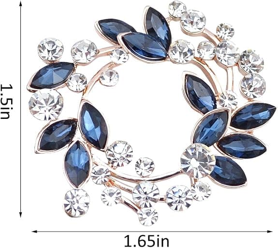 Kristall Guld och Silverpläterad Rund Blommor Brosch Pin Bröllop Sjal Brosch