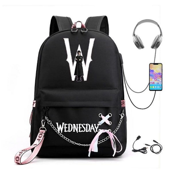 Wednesday Addams Reppu Mirabel Madrigal Koulureput Usb-latausreppu Matkareppu Koulureppu Lapsille Opiskelijoille picture color10