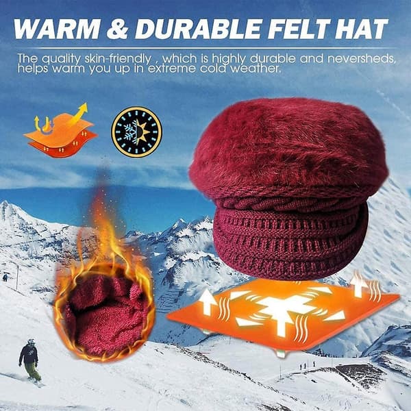 Damer Vinter Hat Beret Vinter Hat Til Kvinder Strikket Hat Cabbie Cap Visor Beret Gave