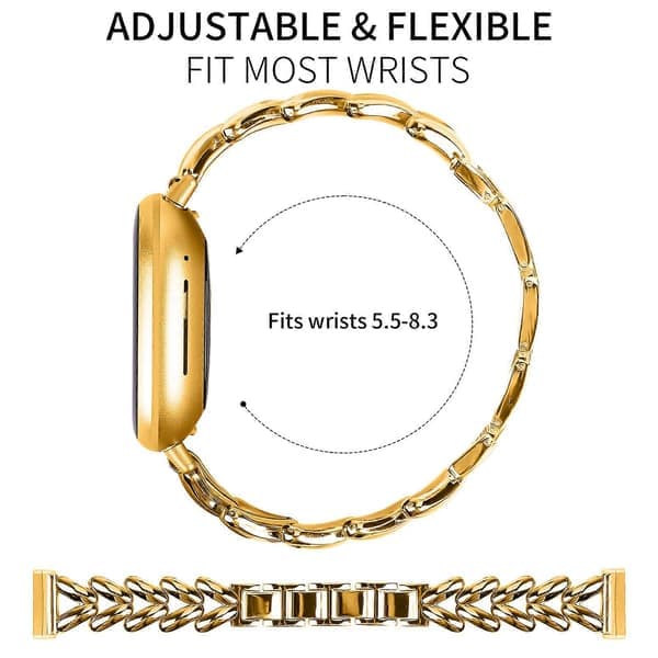Klokkerem i sinklegering for Fitbit Versa 4/Sense 2 vridd metall erstatningsrem gull Gold