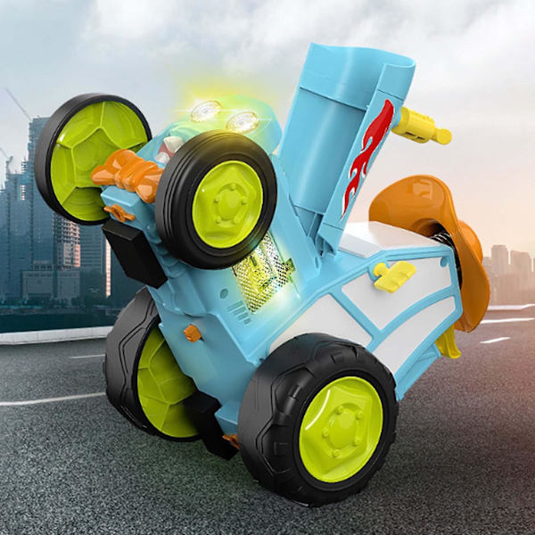 Sähköinen Rc Crazy Jumping Car Stunt Car -lelu valolla ja musiikilla, hauska pyörivä ajoneuvo, Mini Rc Stunt Jumping Car lapsille ja pojille Light Blue