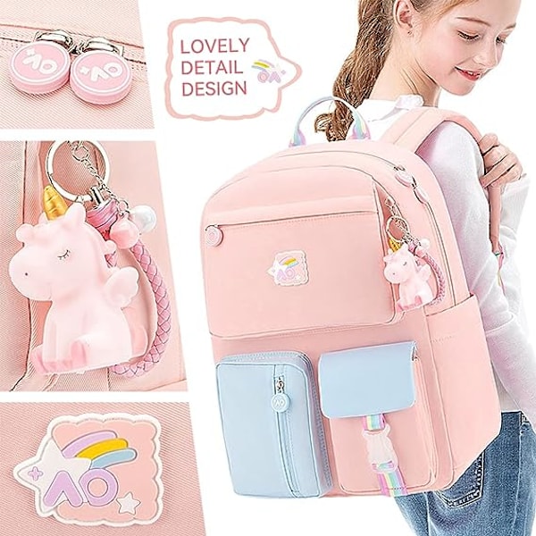 Preschool Backpack Vanntett Skole Ryggsekk Liten Barn Bokveske for Tenåringsjenter Gave