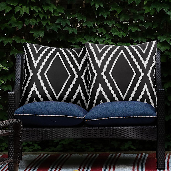 Ulkotilojen vedenpitävät boho-tyynynpäälliset 18x18 tuumaa Geometriset lannetyynynpäälliset Lannetyynynpäällinen terassille ja puutarhaan 2 kpl