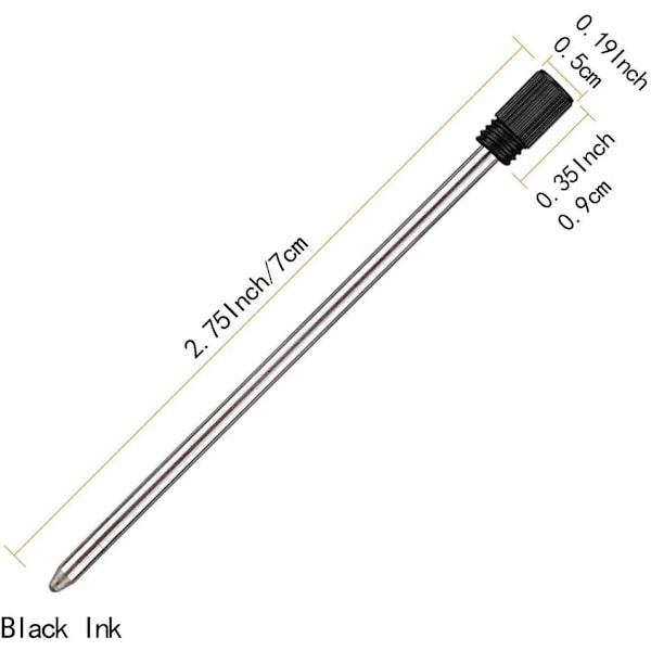 2,75\" Sorte kuglepenne-refill til Swarovski-penne, 7 cm sorte blækrefill, kompatibel med Swarovski Crystal Element Crystal Stylus kuglepenne 10Pcs