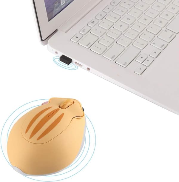 Trådløs mus sød hamsterformet computermus 1200DPI mindre støj bærbar USB-mus trådløs mus til pc bærbar computer notebook (gul)