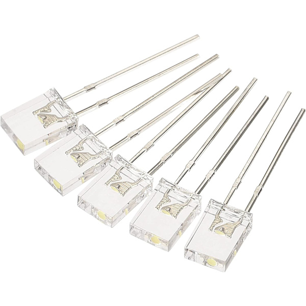 2x5x7mm x LED-lampa, 150 st rektangulär ljusstark klar lysdiod för elektronisk komponentindikator, röd