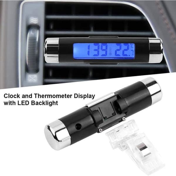 Bilklocka termometer, LCD-temperaturklocka för bil, multifunktionell elektronisk bilklocka