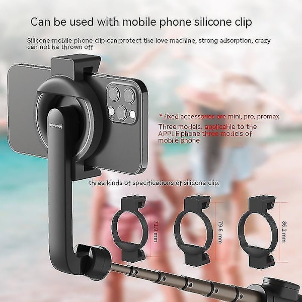 Magnetisk Selfie Stick Stativ Kompatibel Med Magsafe, Utökbar Magnetisk Mobiltelefonstativ För Iphone 14 13 12 & Alla Telefoner Black