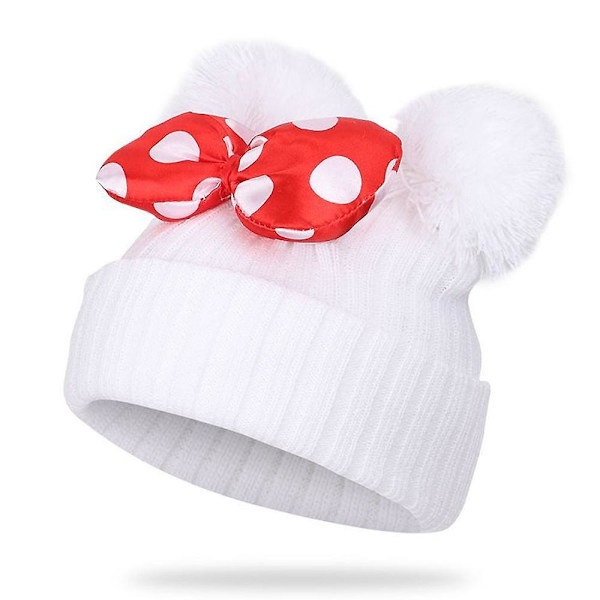Taaperon talvihattu, jossa on kaksi pom pomia White