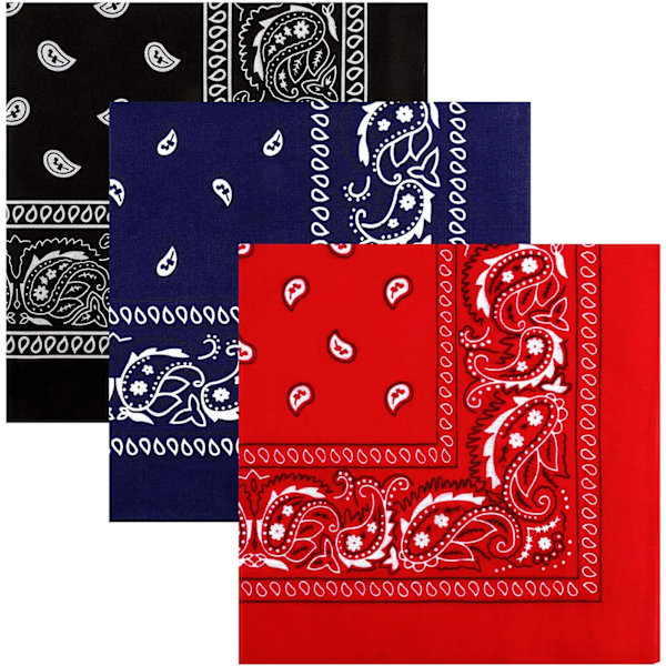 3-pak Multifunktionelle Bandanas Paisley Print Cowboy Hovedbånd Halstørklæde Unisex Hovedbeklædning