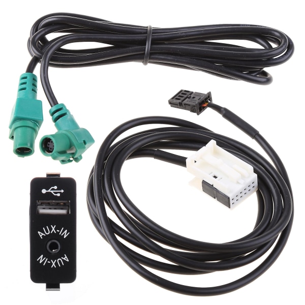För E60 E61 E63 E64 E87 E90 E70 F25 Aux USB Biluttag Switch Audio + Kabel