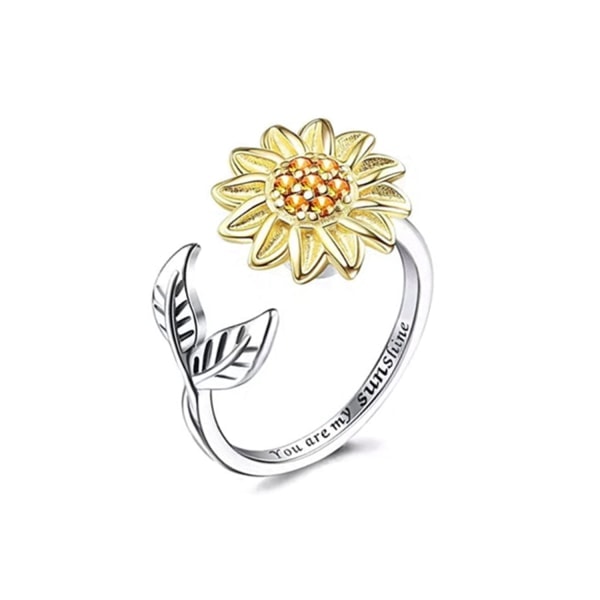 Anxiety Ring Sunflower Spinner Ring Adjustable Fidget Rings - Perfect