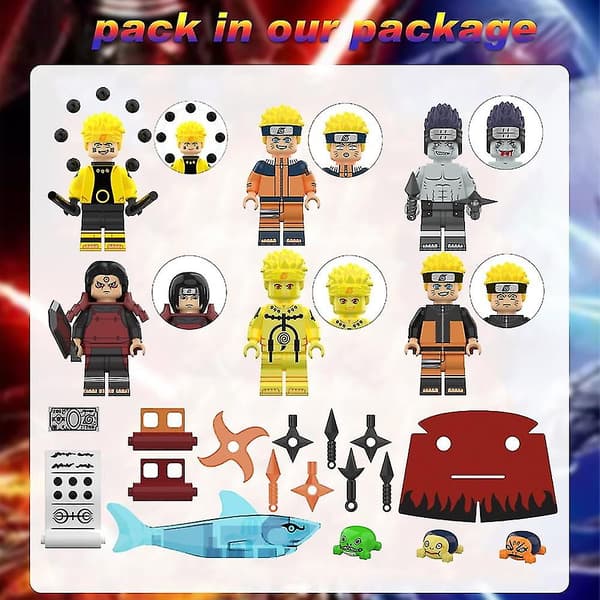 6 st Naruto Minifigurer Byggklossar Leksaker för Barn