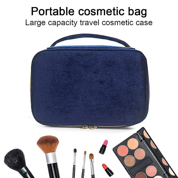 Makeup taske, rejsetaske til makeup, kosmetikbørste Blue