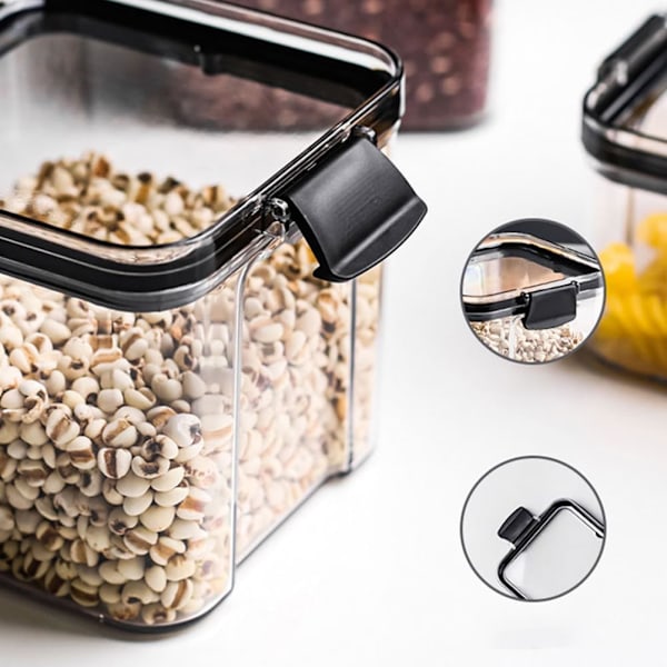 1 st lufttät matförvaringsbehållare plast genomskinliga köksförvaringsburkar skafferiorganisatörer behållare med lock för flingor mjöl socker nötter pasta ris 700ml