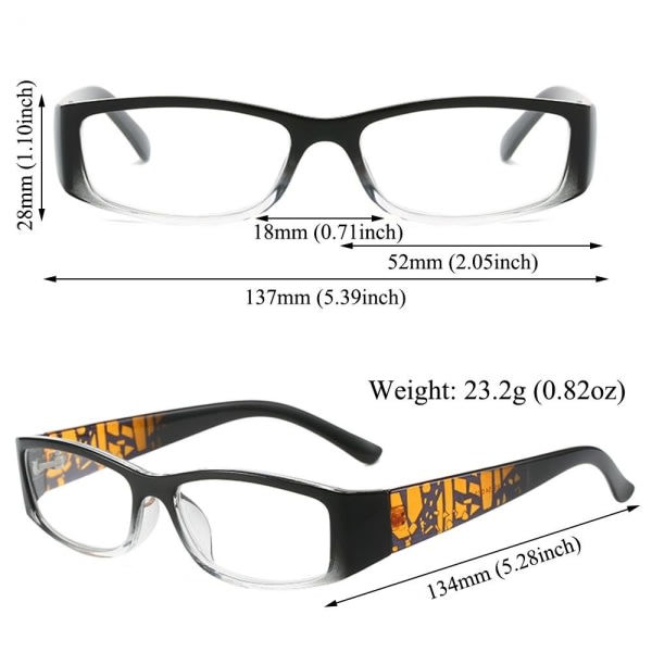Läsglasögon för kvinnor med fjädergångjärn Black Strength 3.5x-Strength 3.5x