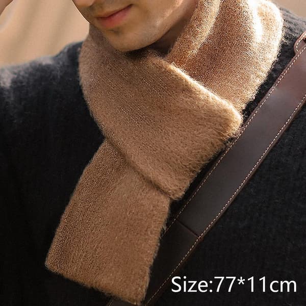 Premium Vinterhals for Menn, Myke Strikkeskjerf, Kamel Camel
