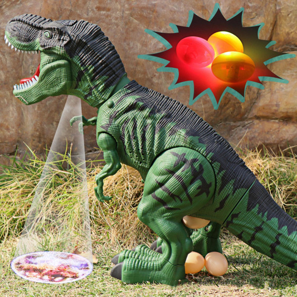 Simulerad djur T-rex leksak elektrisk kan lägga ägg rör huvudet medan den gör rytande ljud dinosaurie leksaker brown