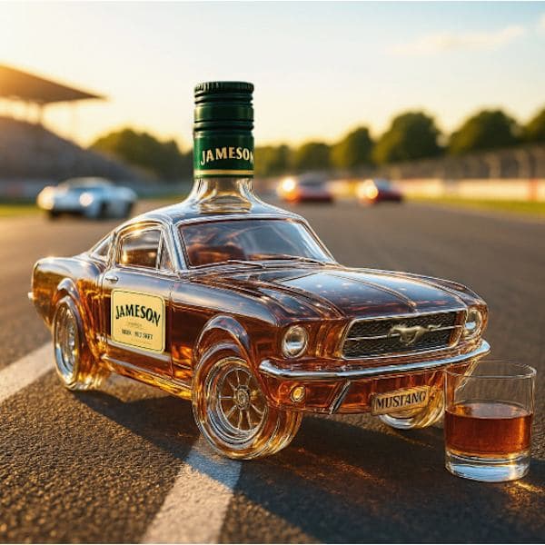 Whiskyflaske af glas - Formet som en lille bil D D