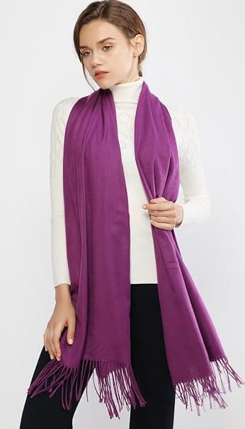 Dametørklæder Pashmina-sjal og -omslag til bryllupstørklæder til kvinder Vinter (lilla)