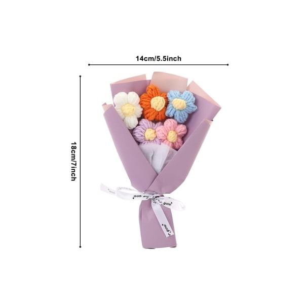 PCS Blomsterbukett, fargerik heklet bukettsett for Valentinsdag hjemmedekor feiring julefest jubileum