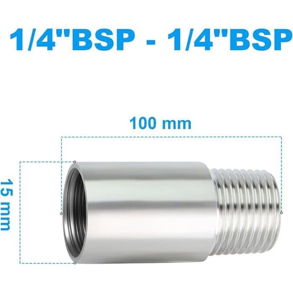 2 stk. 100 mm 1/4\" hun x 1/4\" han BSP nippel støbt rør 304 rustfrit stål rørfittings