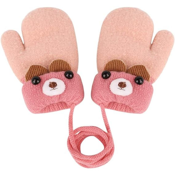Toddler Magic Stretch Mittens Tykke Plysjforet, Vinter Baby Boys Girls Strikkede Hansker Varme Fluffy Full Finger Hansker Kaldt Vær Ski Hansker