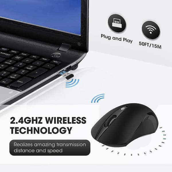 2.4g trådlös mus, för Mac och Windows-datorer och bärbara datorer, svart Hs