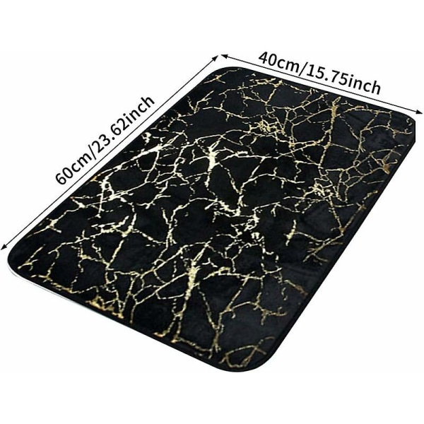 Vinterkampanj, badrumsmatta med marmoreffekt, snabbtorkande, halkfri, rektangulär, polyester, för badrum, kök, sovrum, vit, storlek: 40 x 60 cm