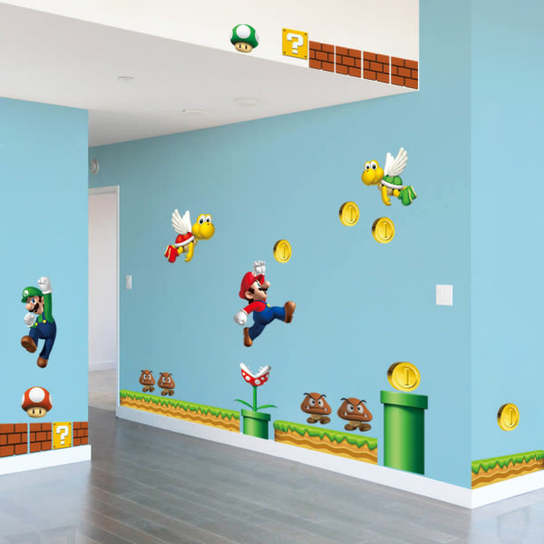 Kaksiosainen 30×90 cm Super Mario Stickers Koristeelliset seinätarrat lastenhuoneisiin